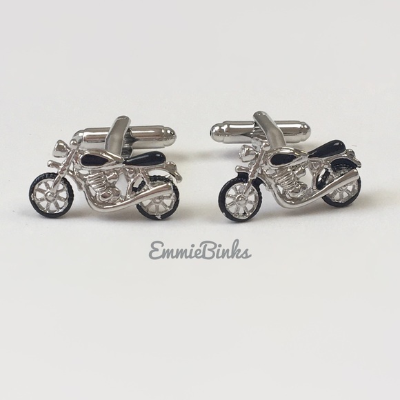 New Mens 2 Piece Motorcycle Silver Cufflinks - Harley Vintage Biker Accessories - Picture 5 of 12